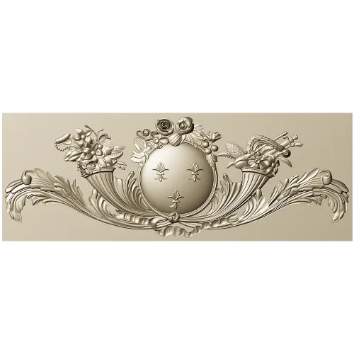 Regal Medallion Floral Cartouche - STL 3D model for CNC milling