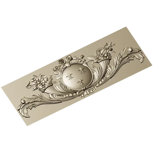 Regal Medallion Floral Cartouche - STL 3D model for CNC milling