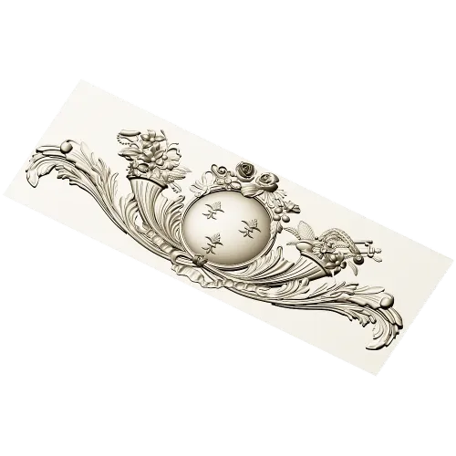 Regal Medallion Floral Cartouche - STL 3D model for CNC milling