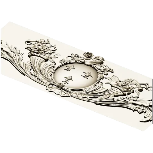 Regal Medallion Floral Cartouche - STL 3D model for CNC milling