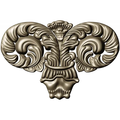 Ornate Acanthus Scroll STL for CNC Milling - High-Relief Decorative Applique