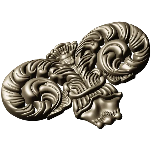 Ornate Acanthus Scroll STL for CNC Milling - High-Relief Decorative Applique