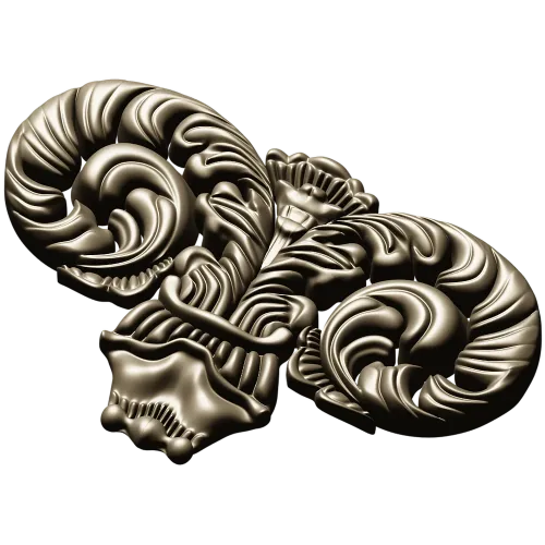 Ornate Acanthus Scroll STL for CNC Milling - High-Relief Decorative Applique