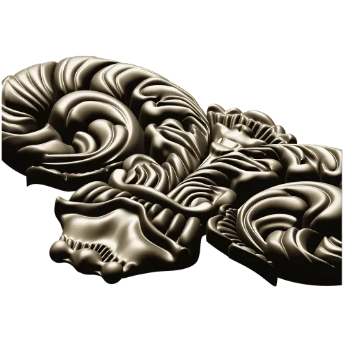 Ornate Acanthus Scroll STL for CNC Milling - High-Relief Decorative Applique