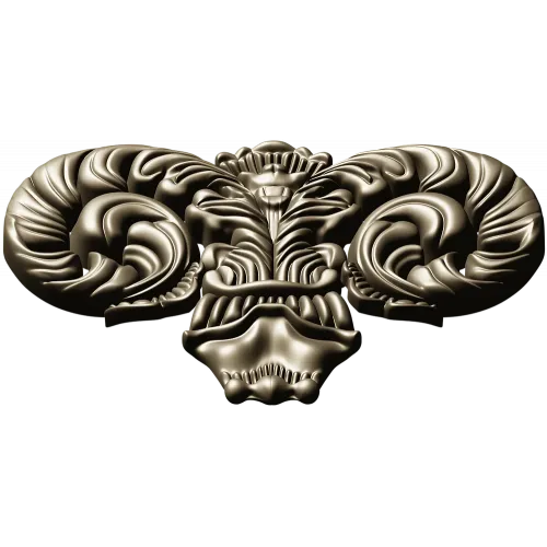 Ornate Acanthus Scroll STL for CNC Milling - High-Relief Decorative Applique