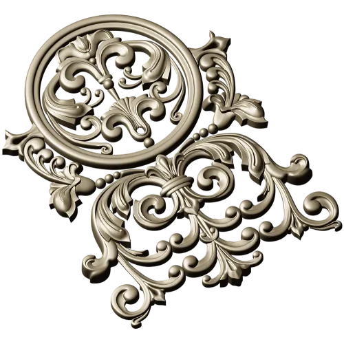 Ornamental cartouche 3D model STL for CNC milling