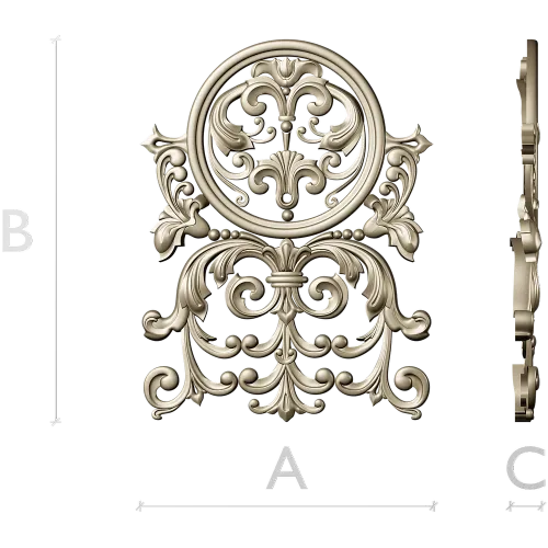 Ornamental cartouche 3D model STL for CNC milling