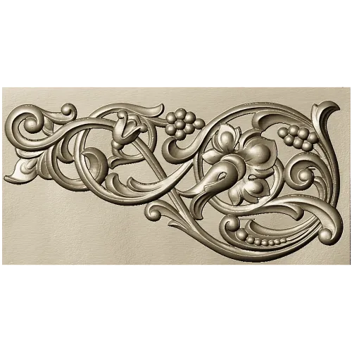 Renaissance Vine Cartouche - decorative STL 3D model for CNC