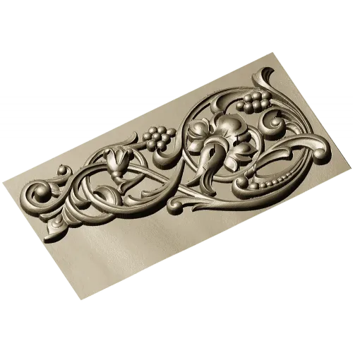 Renaissance Vine Cartouche - decorative STL 3D model for CNC