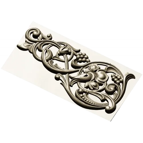 Renaissance Vine Cartouche - decorative STL 3D model for CNC
