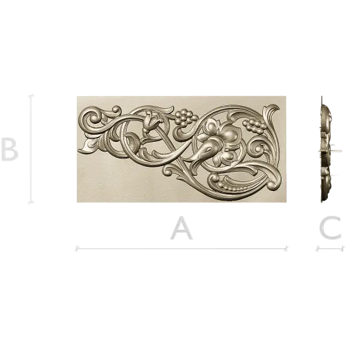 Renaissance Vine Cartouche - decorative STL 3D model for CNC