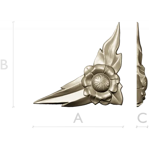 Floral Flame Corner STL model for CNC carving