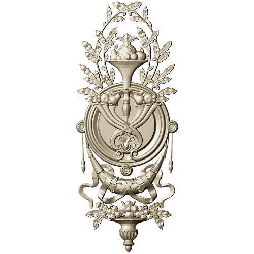 Classical Laurel Horn Cartouche - STL 3D Model for CNC