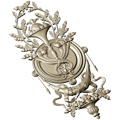 Classical Laurel Horn Cartouche - STL 3D Model for CNC