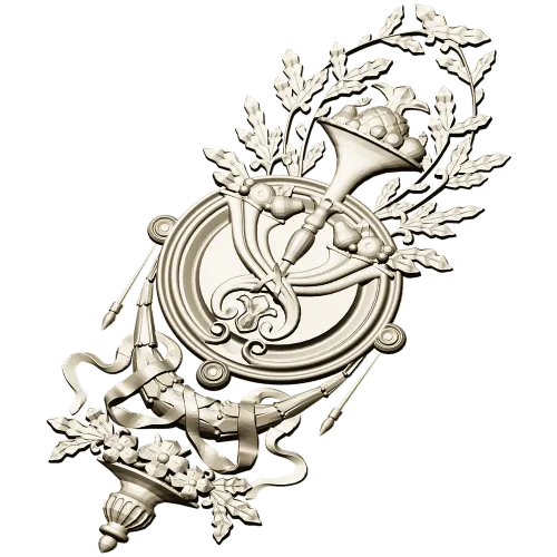 Classical Laurel Horn Cartouche - STL 3D Model for CNC