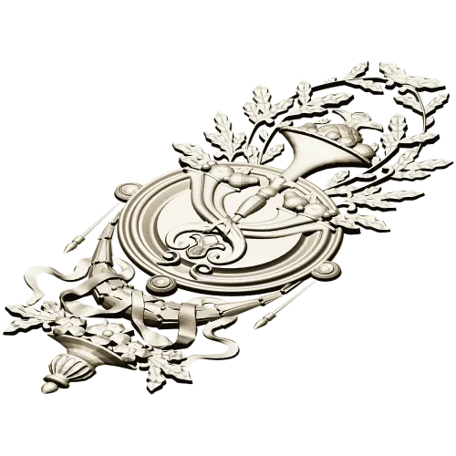 Classical Laurel Horn Cartouche - STL 3D Model for CNC