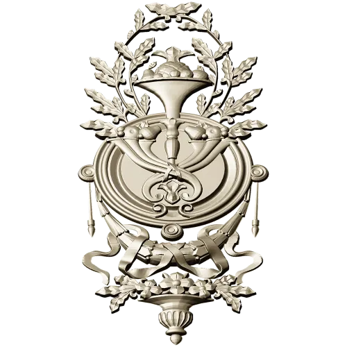 Classical Laurel Horn Cartouche - STL 3D Model for CNC