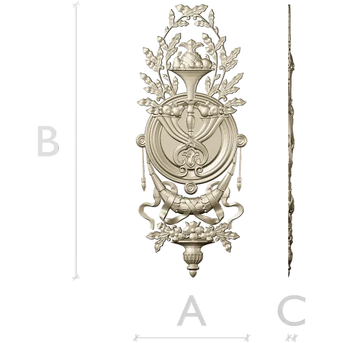 Classical Laurel Horn Cartouche - STL 3D Model for CNC