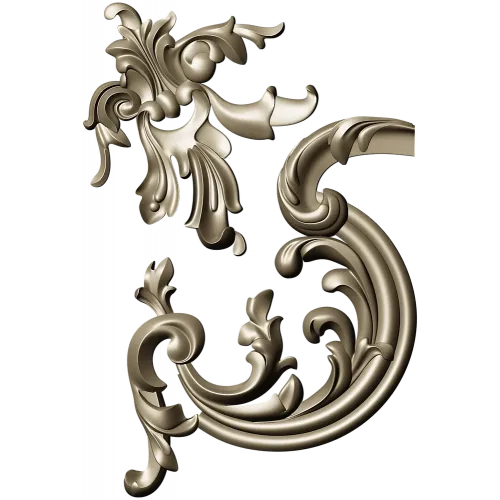 Rococo Corner Scroll - STL 3D model for CNC milling