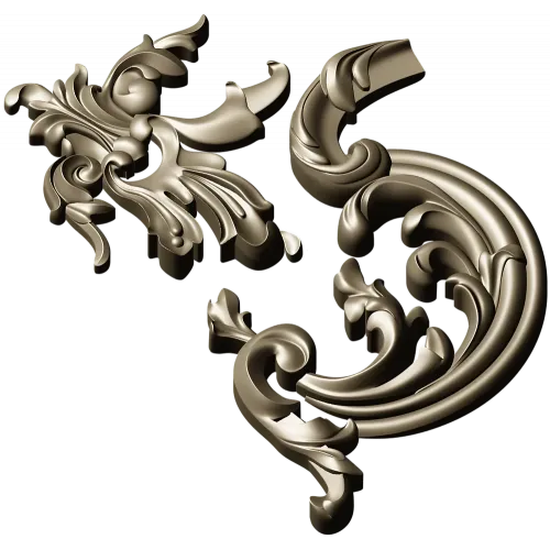 Rococo Corner Scroll - STL 3D model for CNC milling