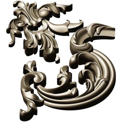 Rococo Corner Scroll - STL 3D model for CNC milling