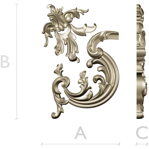 Rococo Corner Scroll - STL 3D model for CNC milling