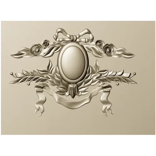 Laurel Ribbon Cartouche - STL 3D model for CNC