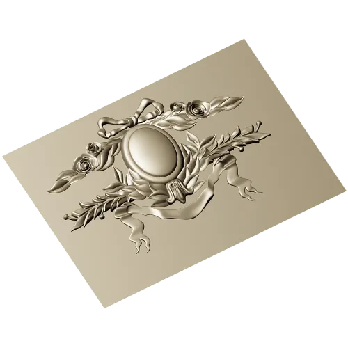 Laurel Ribbon Cartouche - STL 3D model for CNC
