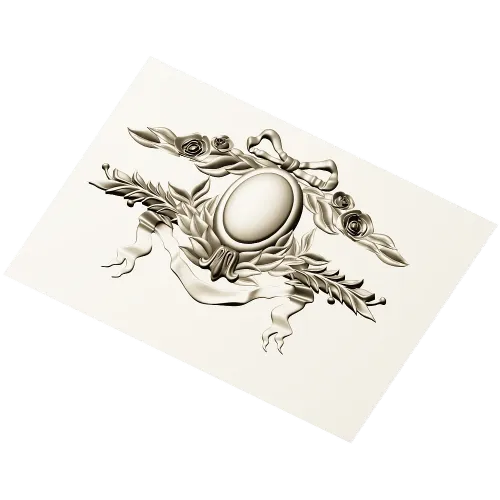 Laurel Ribbon Cartouche - STL 3D model for CNC