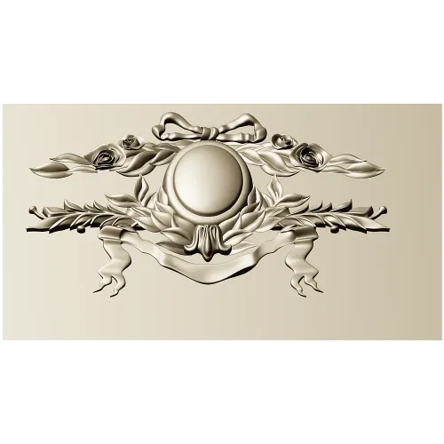 Laurel Ribbon Cartouche - STL 3D model for CNC