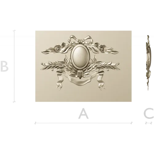 Laurel Ribbon Cartouche - STL 3D model for CNC