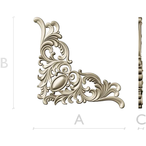 Rococo Acanthus Corner STL 3D Model for CNC