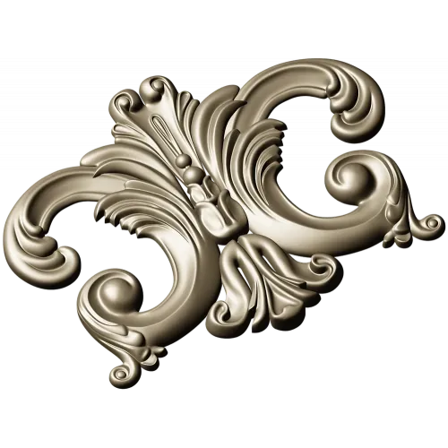 Rococo Acanthus Cartouche STL for CNC Milling