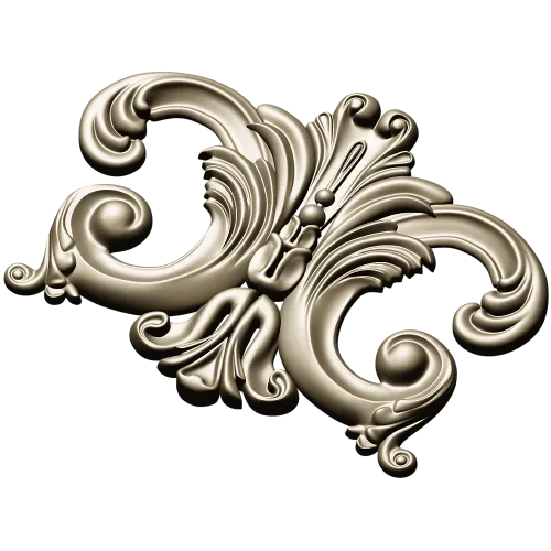 Rococo Acanthus Cartouche STL for CNC Milling