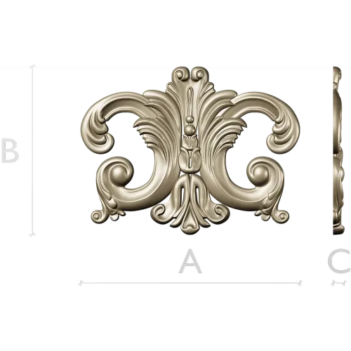 Rococo Acanthus Cartouche STL for CNC Milling