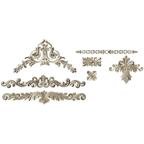 Baroque Applique STL Set for CNC - High-Relief Decorative Cartouches