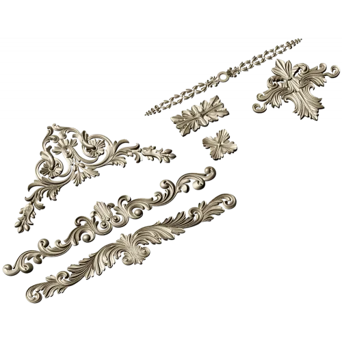 Baroque Applique STL Set for CNC - High-Relief Decorative Cartouches