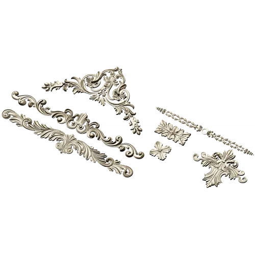 Baroque Applique STL Set for CNC - High-Relief Decorative Cartouches