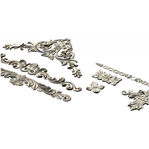 Baroque Applique STL Set for CNC - High-Relief Decorative Cartouches