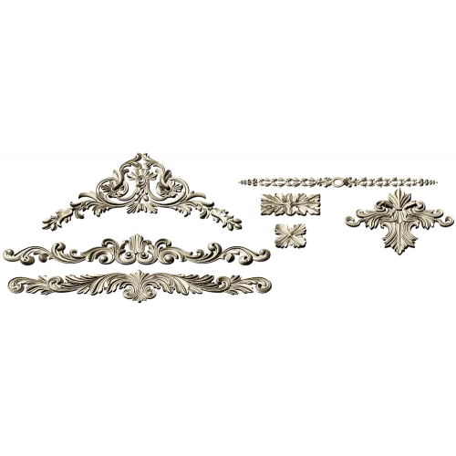 Baroque Applique STL Set for CNC - High-Relief Decorative Cartouches