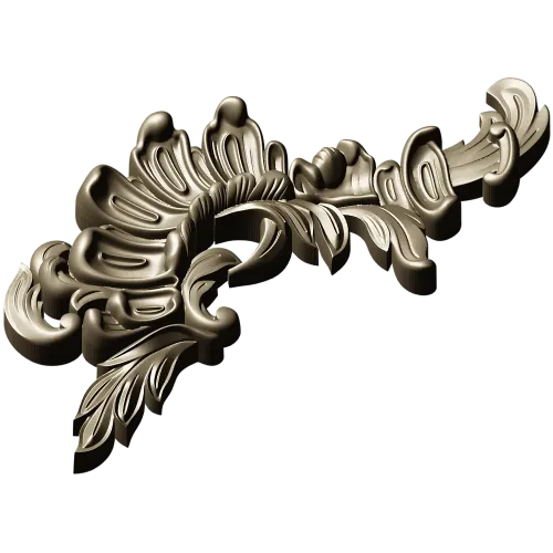 Acanthus Sunburst Corner - decorative STL for CNC milling
