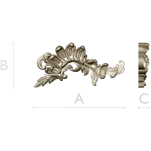 Acanthus Sunburst Corner - decorative STL for CNC milling