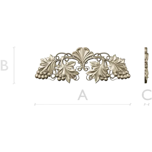 Grapevine Cartouche decorative STL model for CNC
