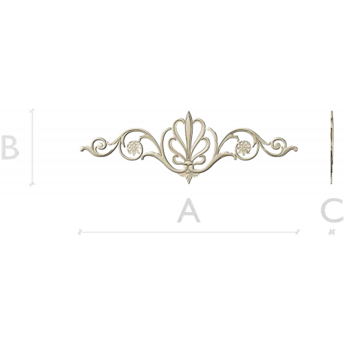 Резная палметта - декоративная горизонтальная аппликация (STL)
