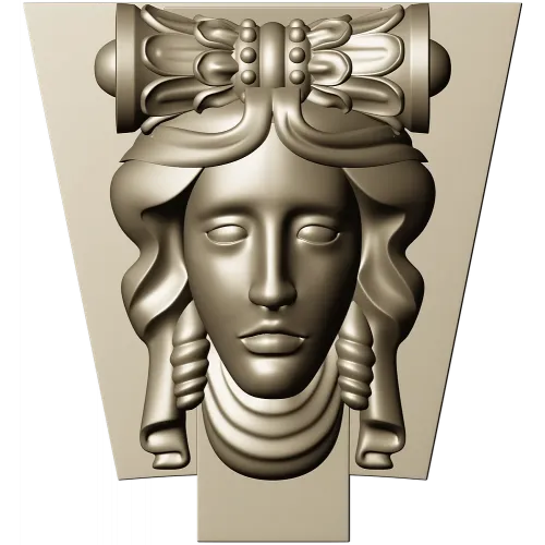 Classical Female Mascaron STL 3D Model for CNC