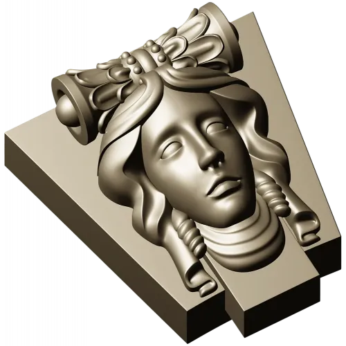 Classical Female Mascaron STL 3D Model for CNC