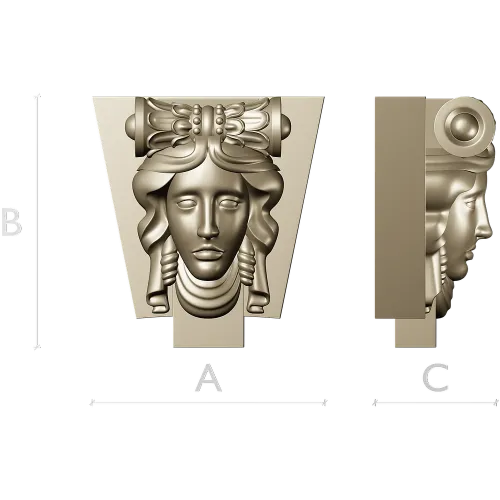 Classical Female Mascaron STL 3D Model for CNC