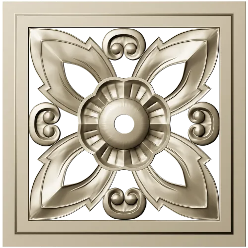 Square Floral Rosette - STL 3D Model for CNC Carving