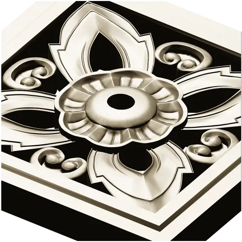 Square Floral Rosette - STL 3D Model for CNC Carving