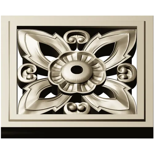 Square Floral Rosette - STL 3D Model for CNC Carving